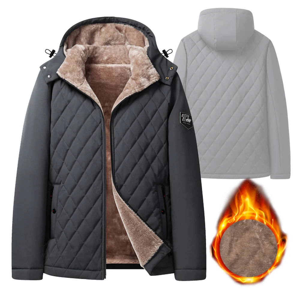 Veste d'hiver surdimensionnée pour homme, coupe-vent à capuche, manteau parka décontracté, rembourrage en coton épais