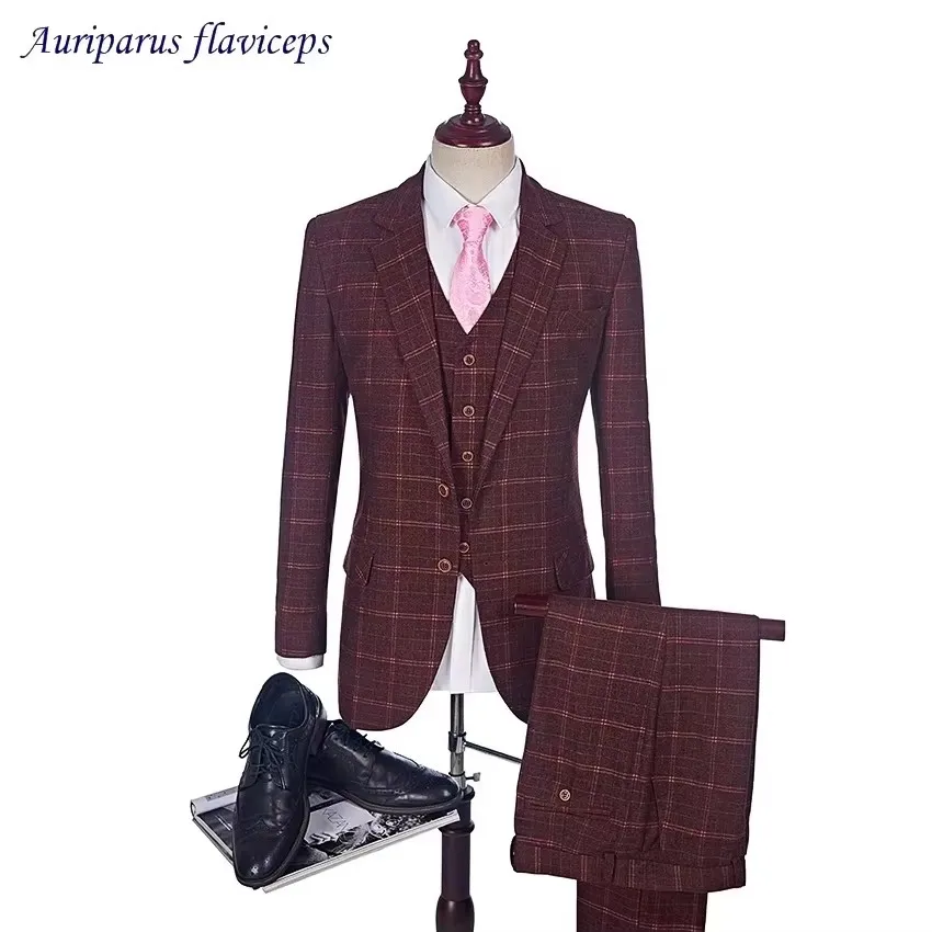 

Auriparus flaviceps новые твидовые мужские костюмы в клетку Terno свадебный костюм с двумя пуговицами смокинги для жениха на заказ шерстяные костюмы сокровище