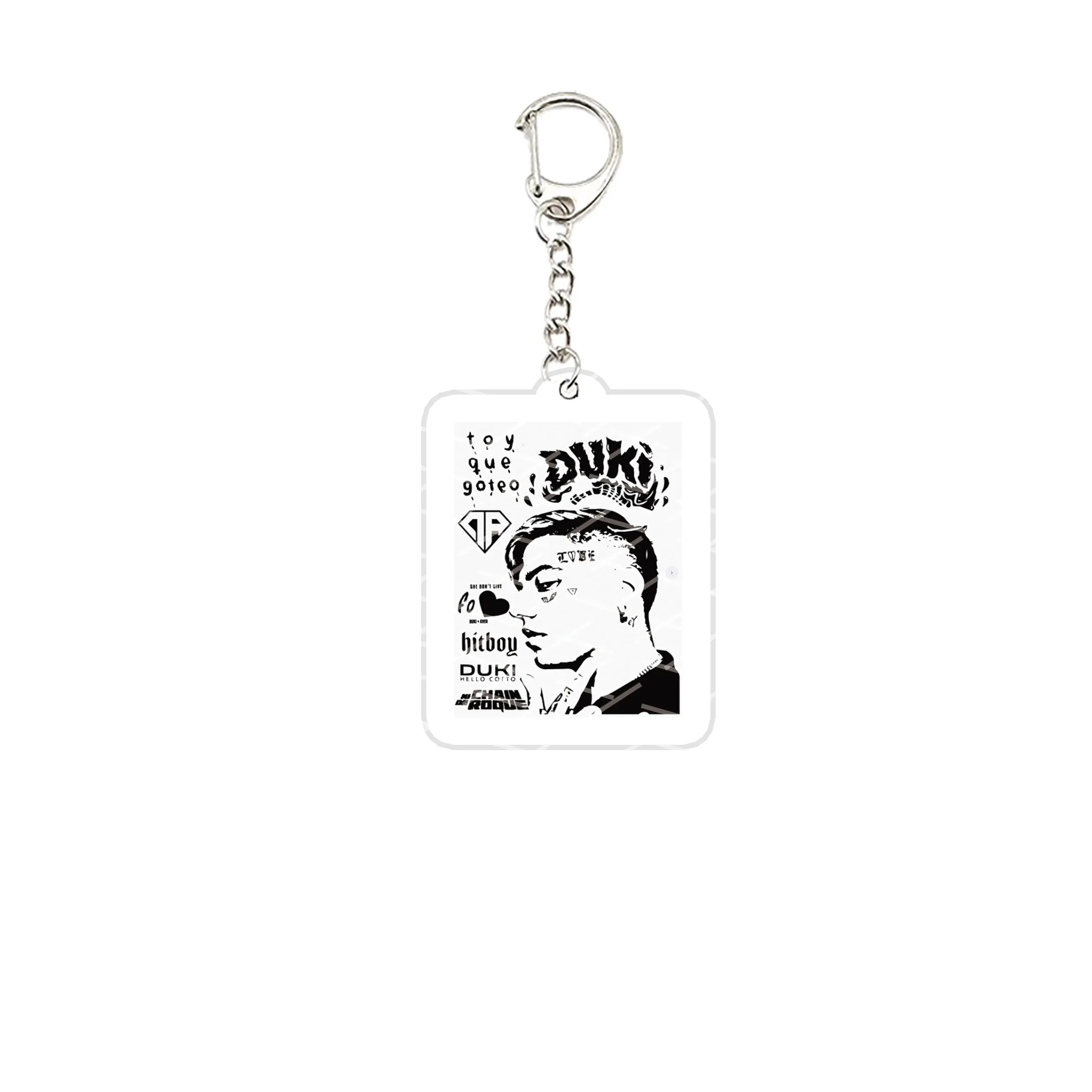 Acrylic Popular Rap Singer Duki Keychains for Accessories Bag Bzrp Trap Music Pendant Gaming Keyring Rockstar Fans Lovers Gifts