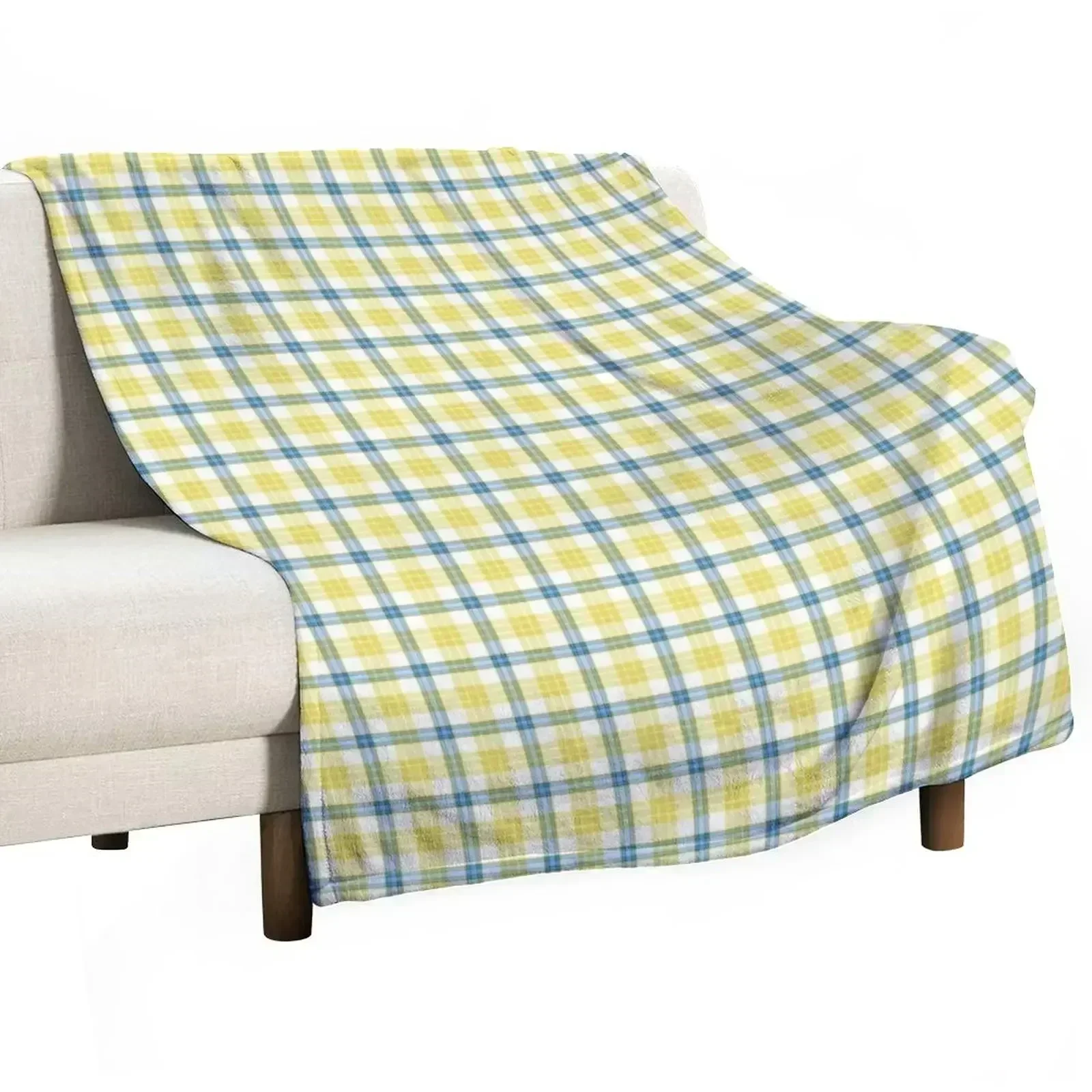 

McGrath Tartan Blue and Yellow Irish Plaid Throw Blanket Stain Resistant Cozy Warm Blanket
