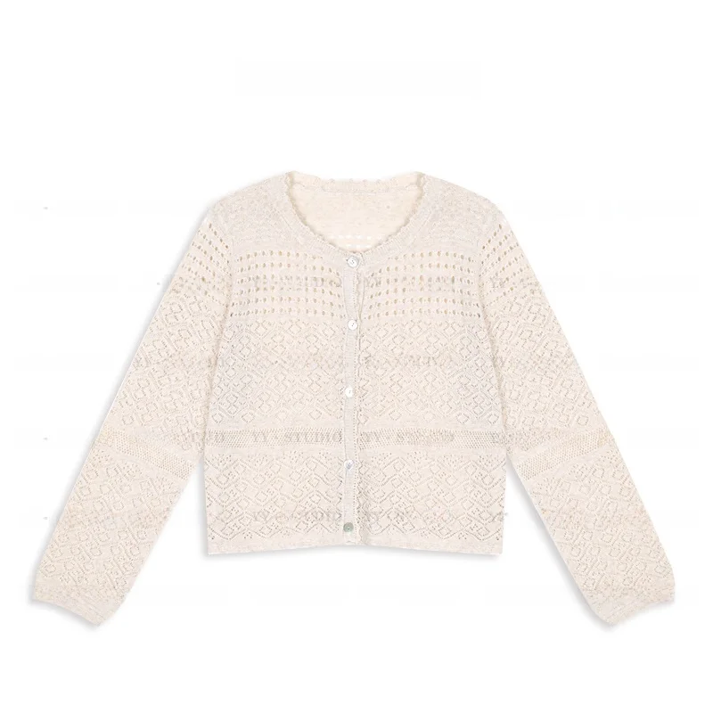 

Летний тонкий вязаный ажурный кардиган Yanyan с защитой от солнца, длинный рукав, повседневный, легкий, YY723