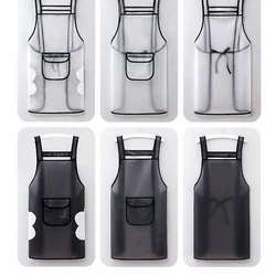 Kitchen Apron Simple Waterproof Ladies Men Home Aprons Wipeable Oil Resistant Baking Accessories Transparent Sleeveless Aprons