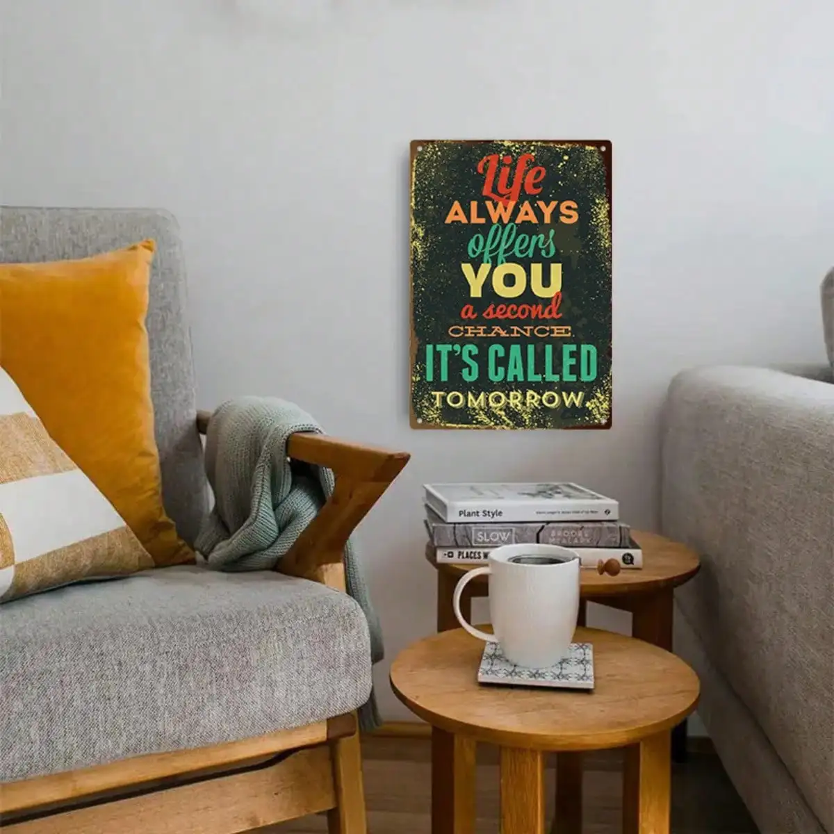 

1PC Tin Sign Life Always Offers You A Second Chance - Home/Office Décor, Vintage Typography, 8x12 Inches/20x30 Cm