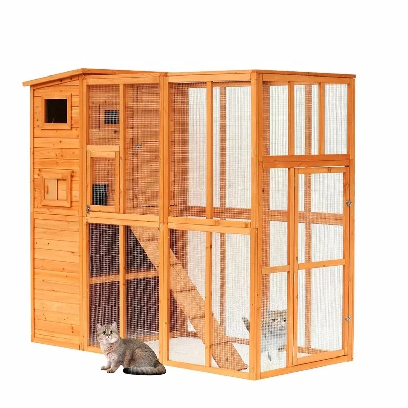 

Hot Sale Large Solid Wood Pet Villa Houses Outdoor Cat House with Wooden Cage Premium Pet Furniture