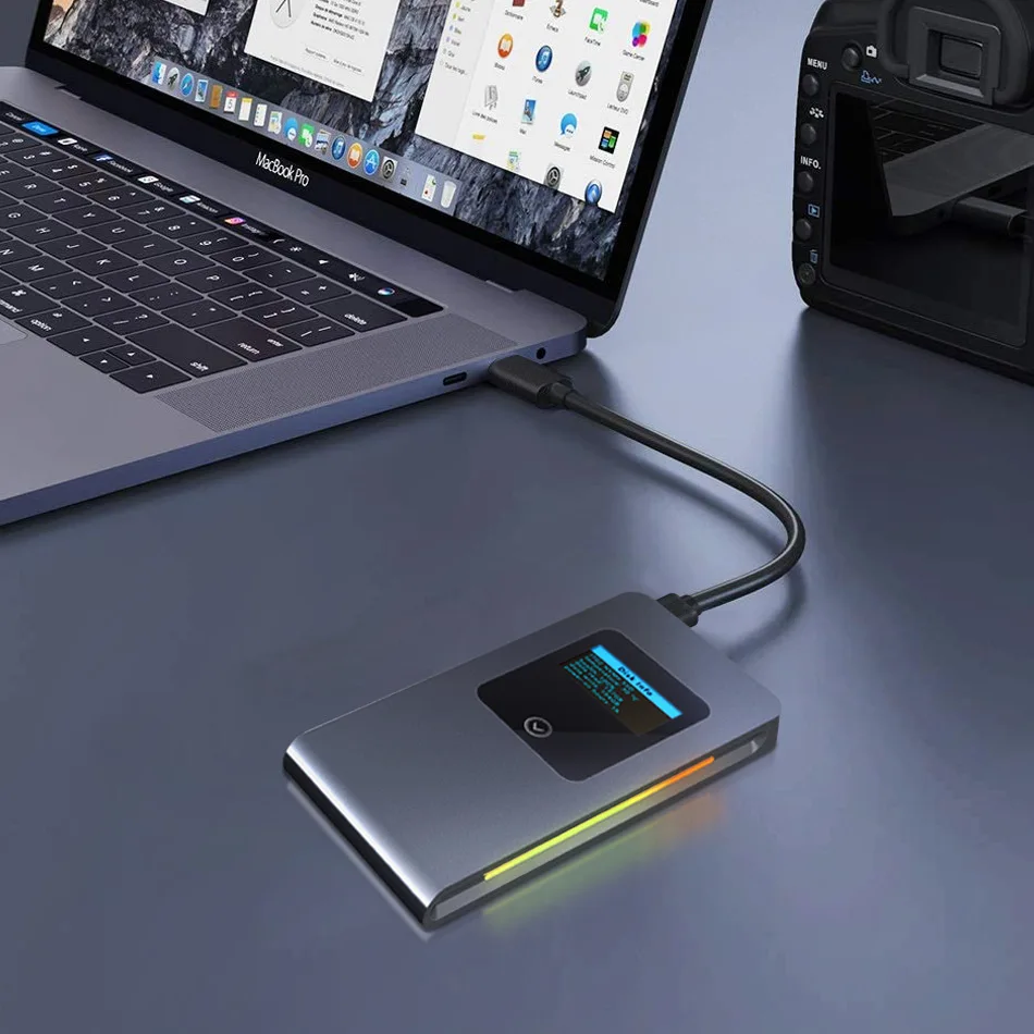 High Speed 10Gbps Mobile Solid State Disk Box RGB Cool Light Effect NVMe Protocol M2 Hard Disk Drive for Mobile