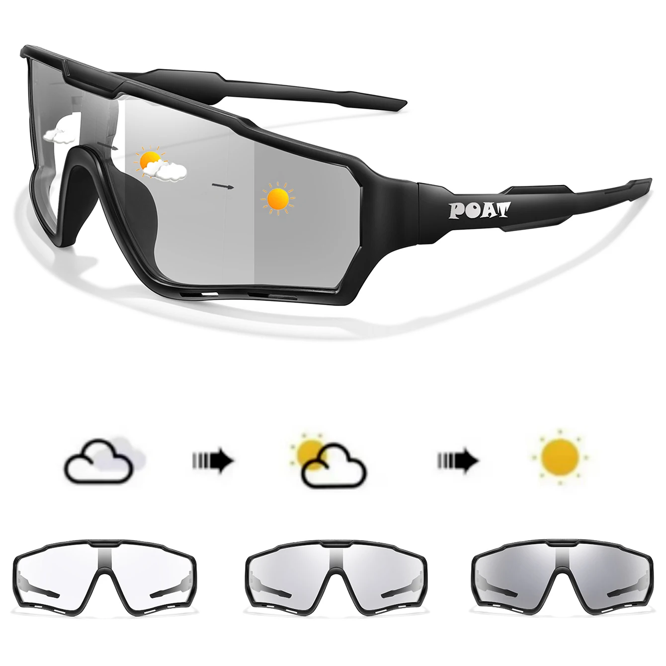 POAT Brand Men Women MTB Bike Bicycle Photochromic Eyewear Cycling Fishing Running Glasses New Style Sunglasses Sports