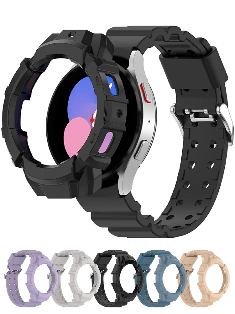 Case+Band for Samsung Galaxy Watch 4 44mm 40mm 5 pro 45mm silicone No Gaps 20mm pulseira bracelet correa Galaxy watch 5 Strap