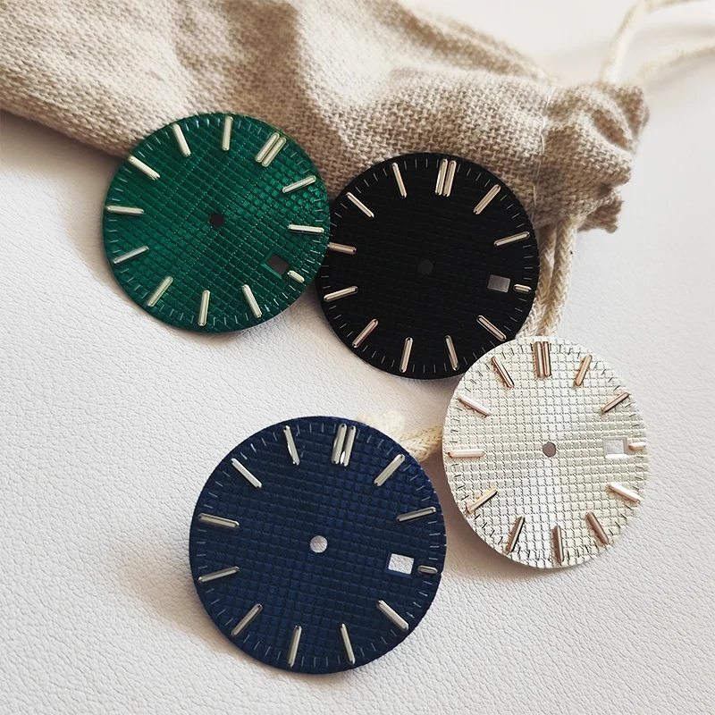 31.8mm Dial For NH35 Dials C3 Green Luminous Watch Dial Hands For NH35A Movement Wristwatches Face Replacement  Accessory Parts