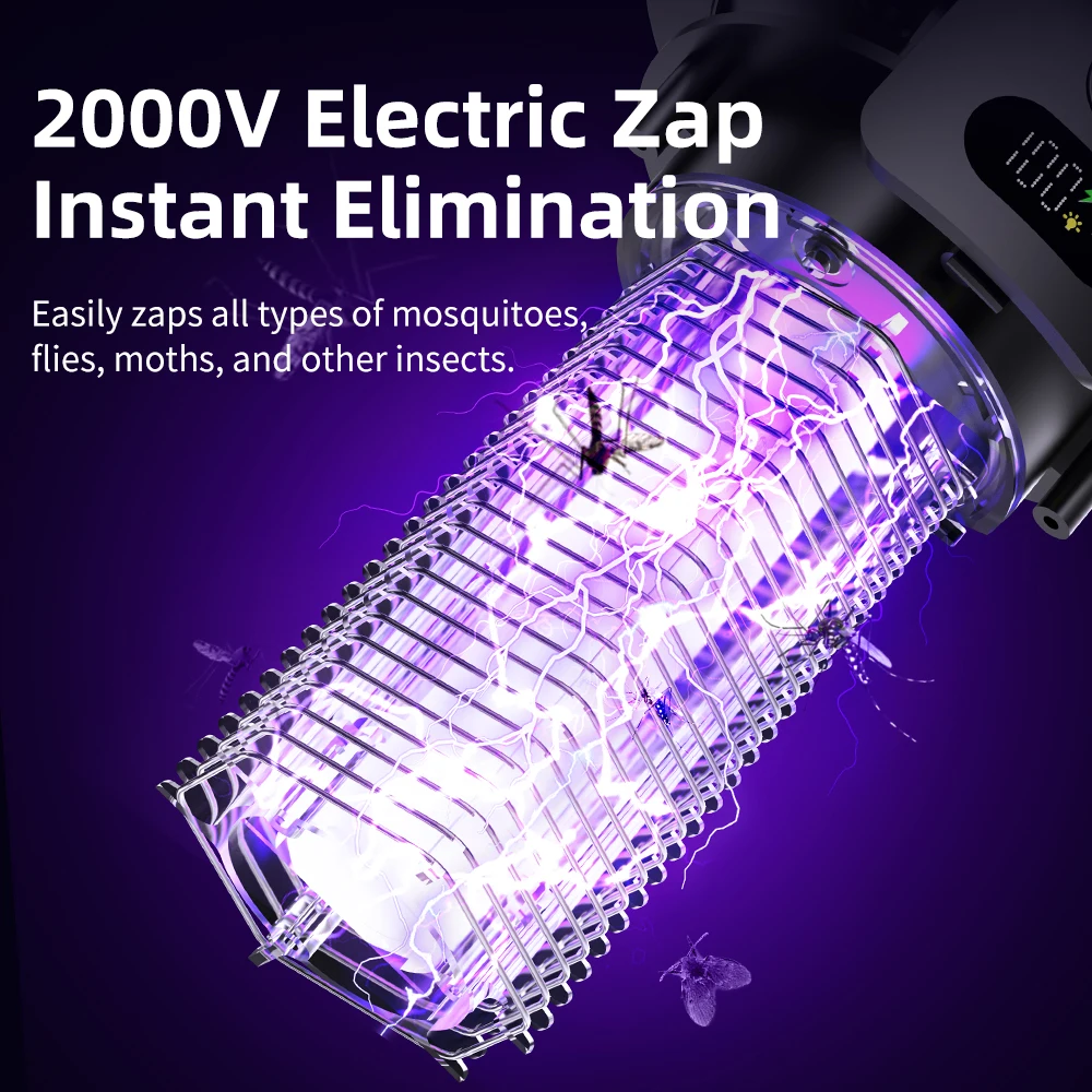 Waterproof Bug Zapper - Portable Mosquito Repellent Lamp for Bedroom Home & Outdoor Insect Control