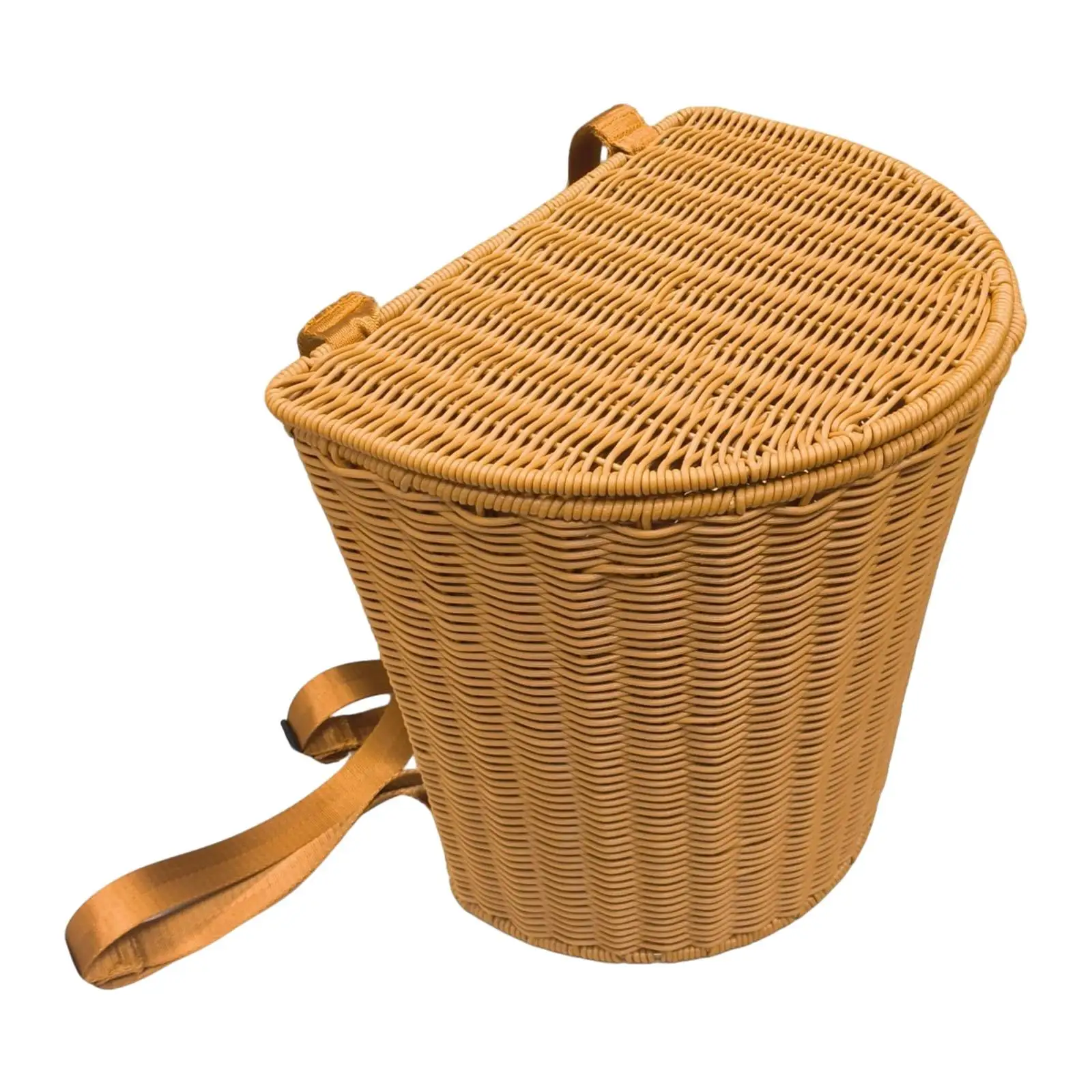 

Рюкзак-корзина из полипропилена в деревенском стиле с крышкой и лямками для кемпинга ручной работы