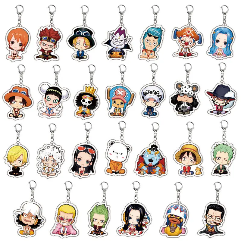 One Piece Double Sided Acrylic Figure Display Cartoon Keychain Luffy Anime Backpack Pendant Accessories Key Ring Choice Cute