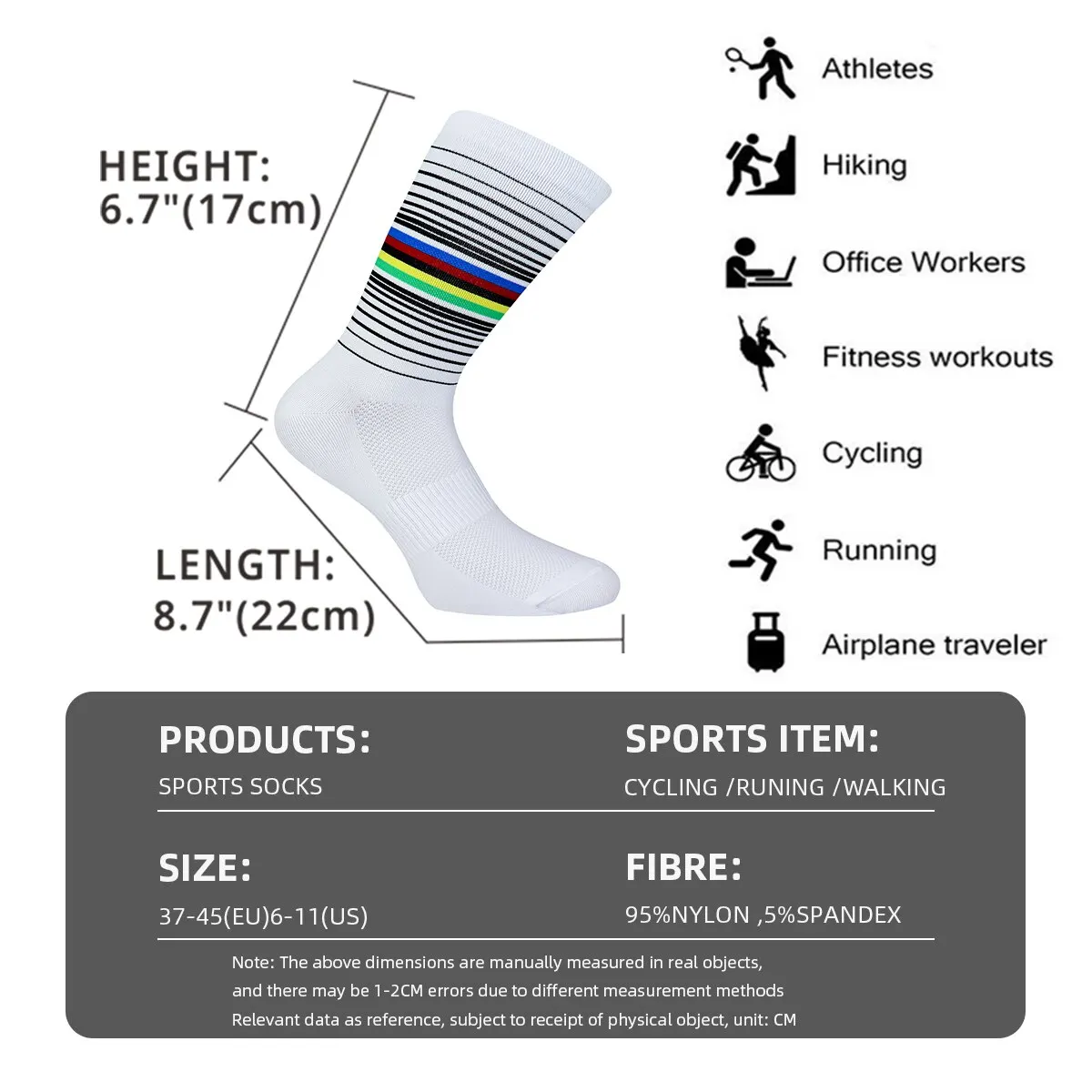 New Cycling Socks MTB Mountain Bike Socks Breathable Moisture Wicking Athletic Compression Socks For Travel Running Hiking 37-45