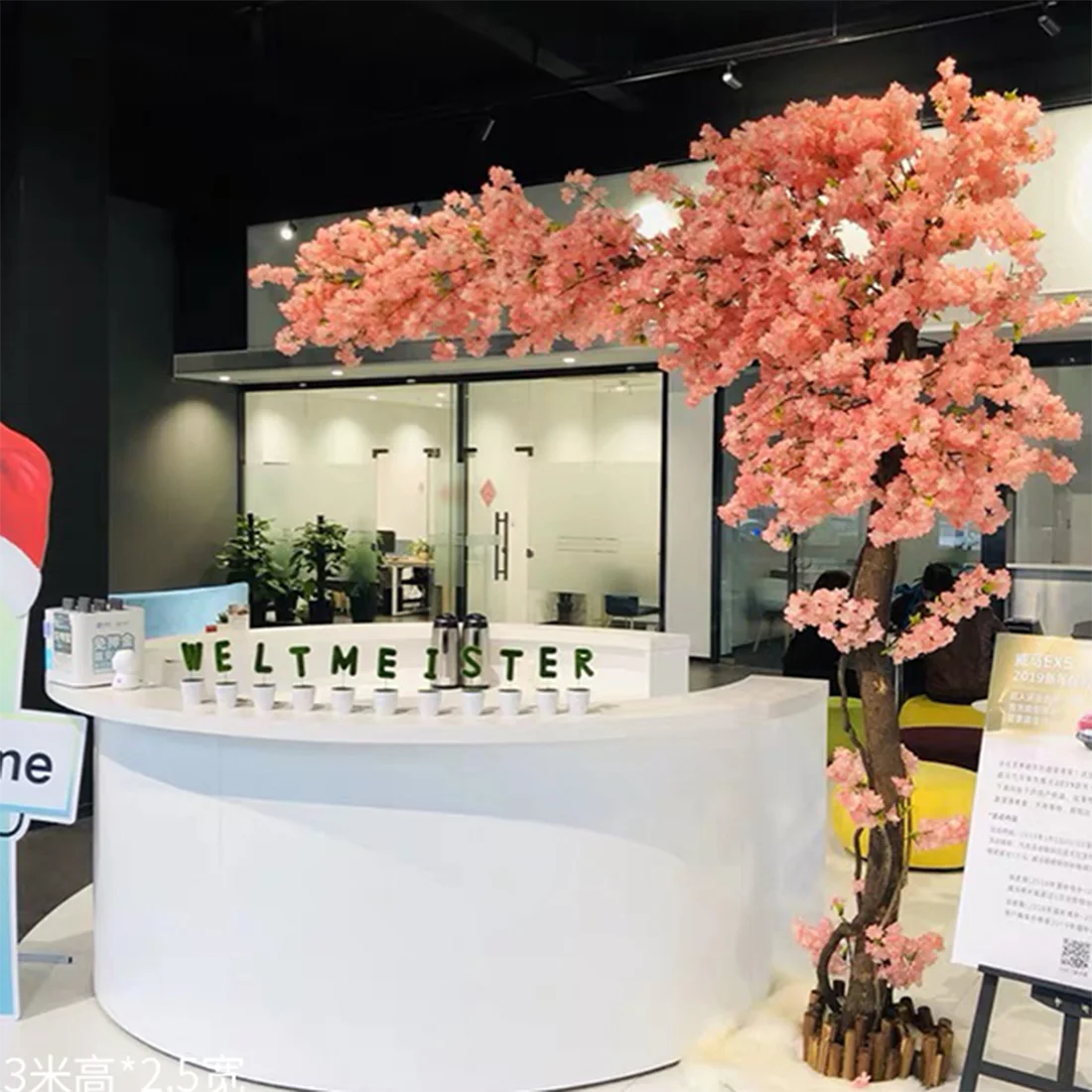 

Artificial Cherry Blossom Trees Blossom Tree Champagne Pink - Real Wood Stems and Lifelike Leaves Replica Artificial Plant