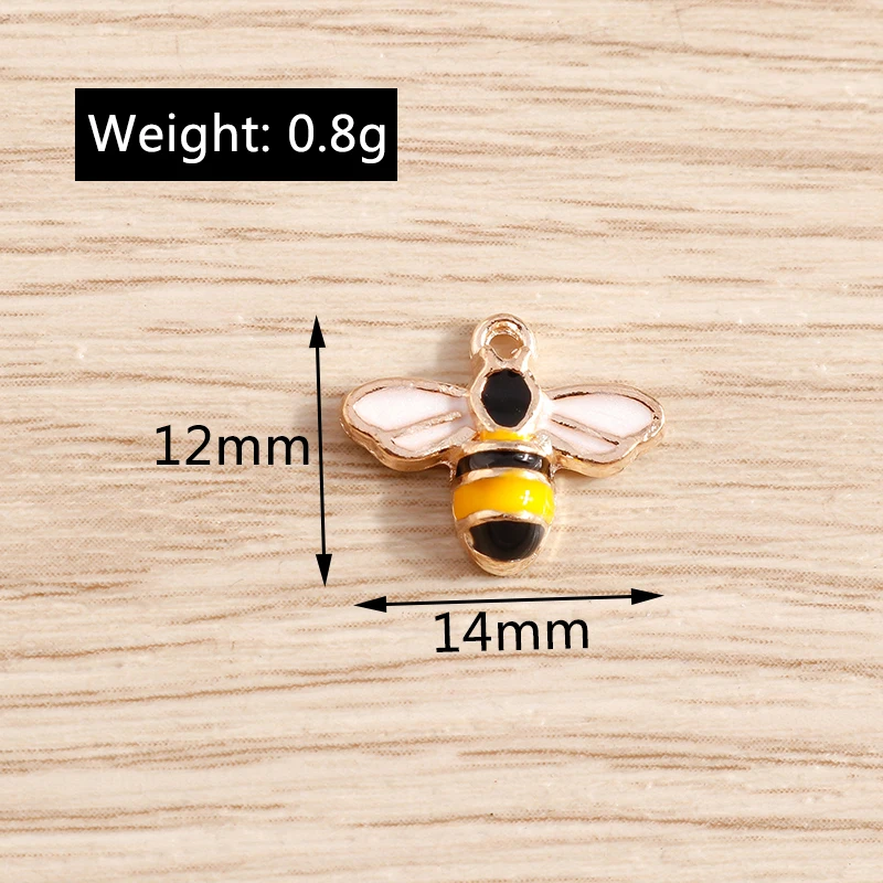 Tusember 10 Stück Emaille-Anhänger mit Cartoon-Blumen und Bienen, niedliche Honigbienen-Charms für Halsketten, Ohrringe, Armbänder, Schmuckherstellung, Basteln – Detail 5