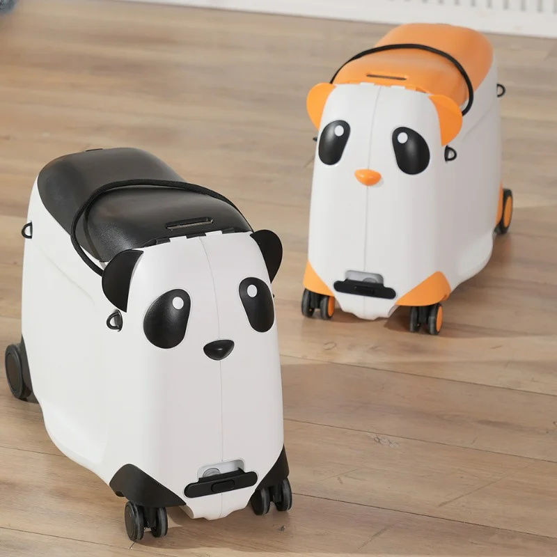 Kids Suitcase with wheels cute Cartoon Panda trolley luggage case Waterproof Travel Bags for Children\'s Sat and Ridden Suitcase