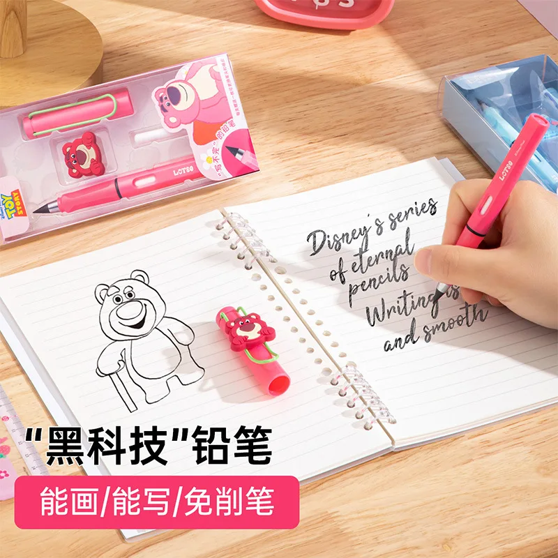 Disney Stitch Eternal Pencil with Eraser Cartoon Lotso Judy Unlimited Writing Pen Kawaii School Supplies for Students Stationery