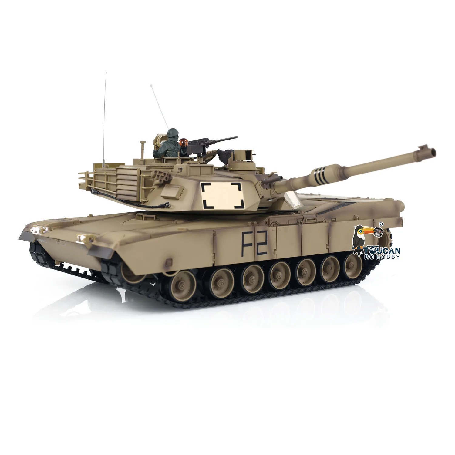 재고 Heng 긴 1/16 7.0 플라스틱 M1A2 Abrams RC 탱크 3918 스틸 기어박스 360 회전 배럴 리코일 RC 장난감 모델 TH17792