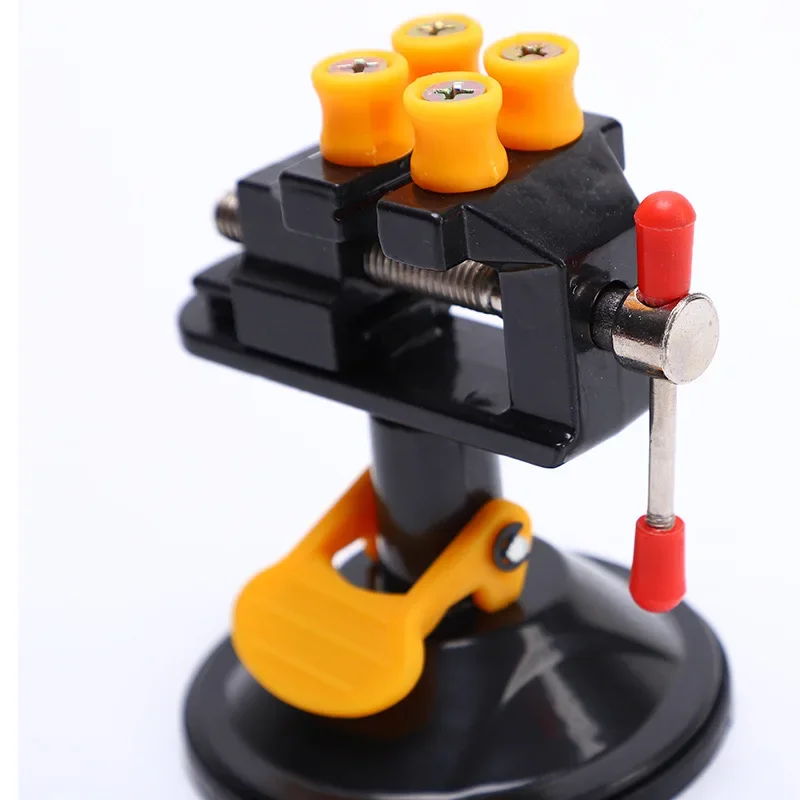 Mini Adjustable Fixed Electric Small Table Bench Vise 360 ° Rotatable Grinder Rotary Hand Drill Suction Cup Fixed Frame