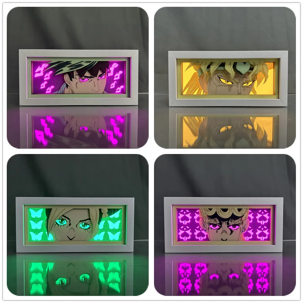 Anime Led Light Box Jojo Bizarre Adventure Rohan Paper Cut Shadow Box Jotaro for Room Deco Table Lamp Jolyne Jojo's Lightbox Dio