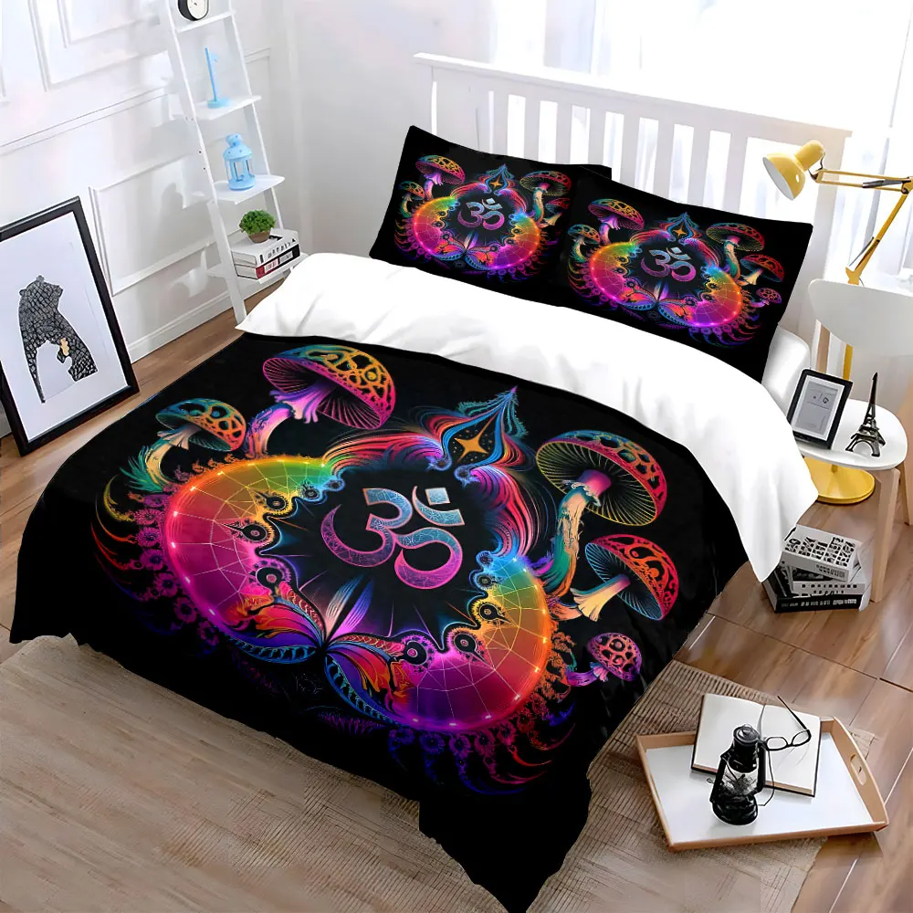Psychedelic Art Meditation Decor Set Soft Skin-Friendly Bedding Set Includes 1 Duvet Cover And 2 Pillowcase, Gift