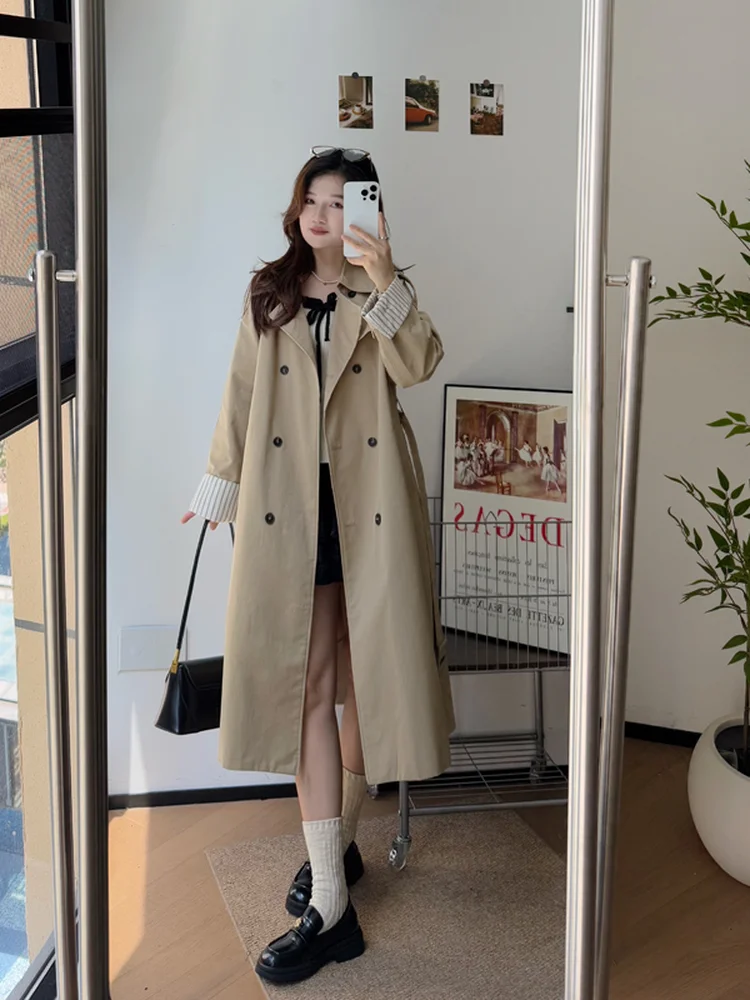 

Slim Fit Long Coat Korean Sle Commute Thin Autumn Outerwear Women's Faion Button Detail Straight Cut Other Material