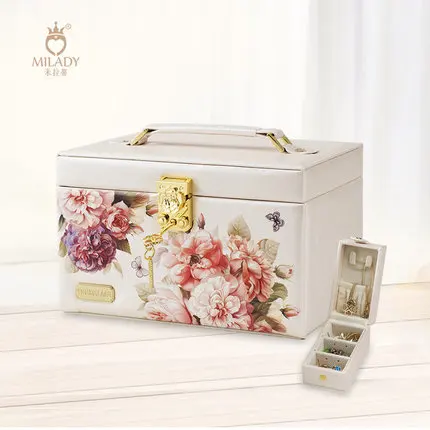 

Mira tiffany jewelry box princess ou South Korea wooden make-up box to receive box jewelry boxes, gift box with a lock