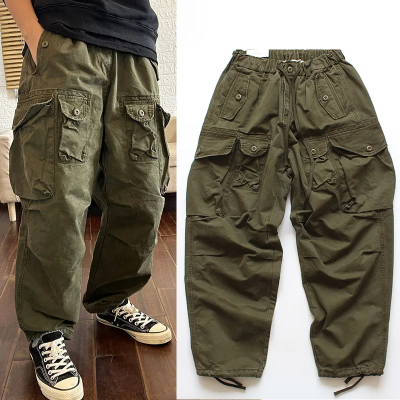 Heavy Industry Washed Cotton Outdoor Work Clothes Loose Enlarged Multi Bag Casual Pants Outdoor Camping Skateboarding Trousers