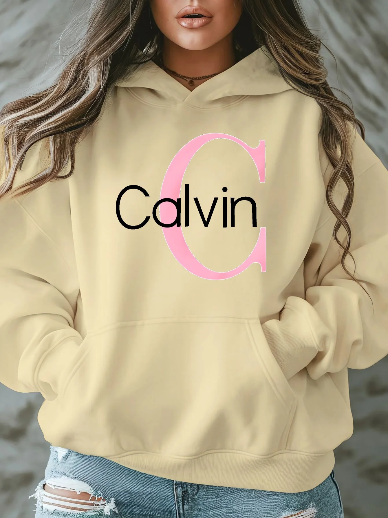 ACalvin Grafische Hoodie Casual Lange Mouw Trui met Zakken Herfst/Winter Collectie Mode HipHop Sweatshirt Harajuku Unisex