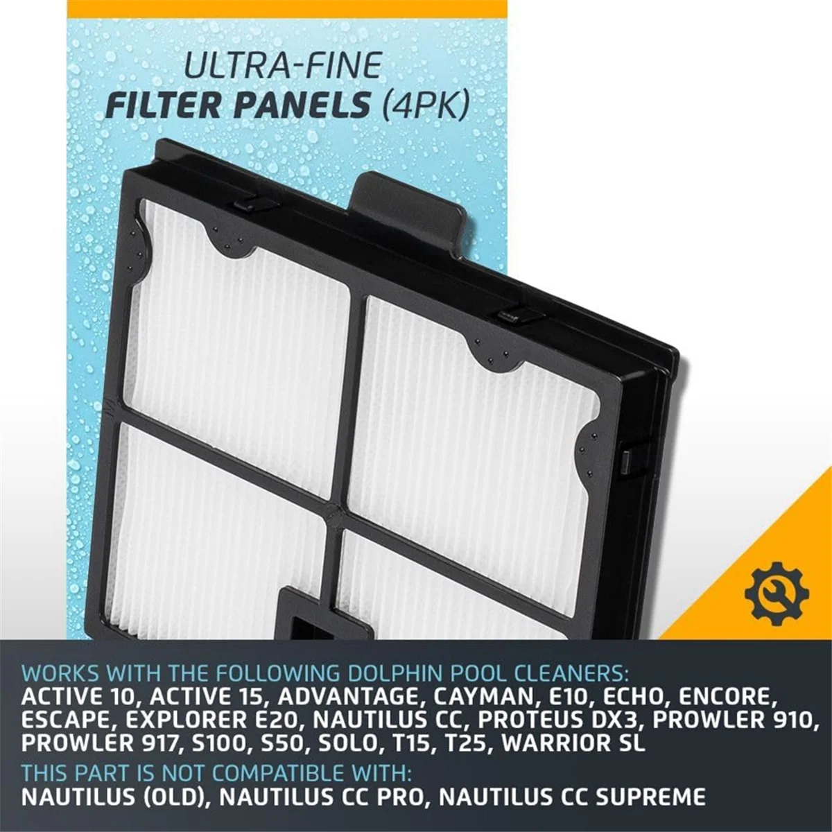 Ultra-Fine Filter 9991466-R4 Replace for Dolphin Robotic Pool Cleaners Active 10, Active 15, Advantage, , E10