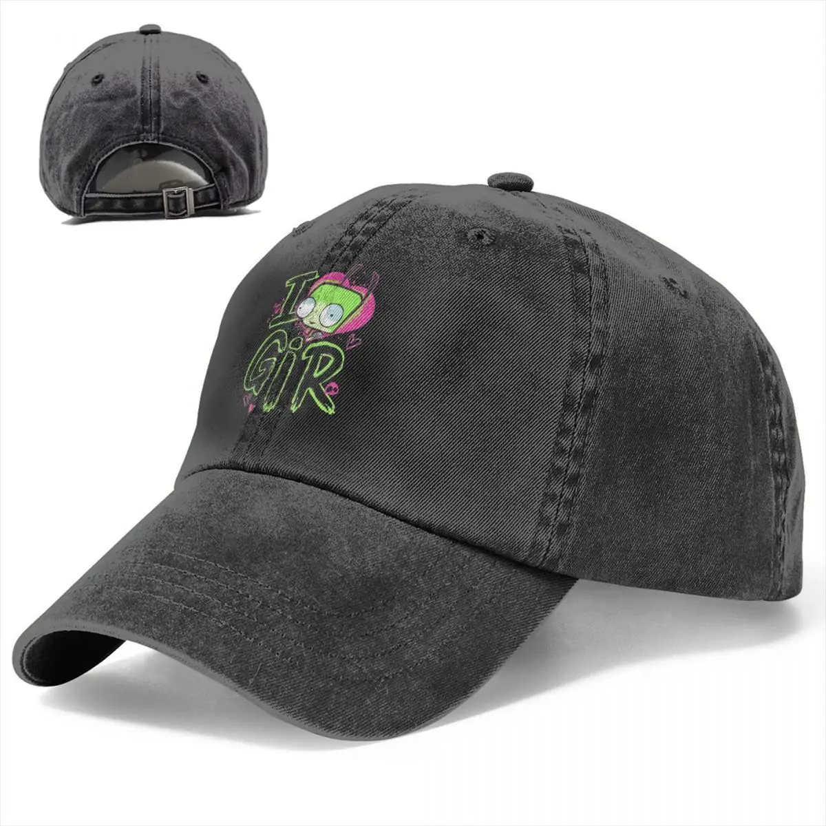 Invader Zim Valentine's Day Baseball Caps Distressed Denim I Love GIR Retro Pop Headwear for Men Women Running Golf Caps Hat