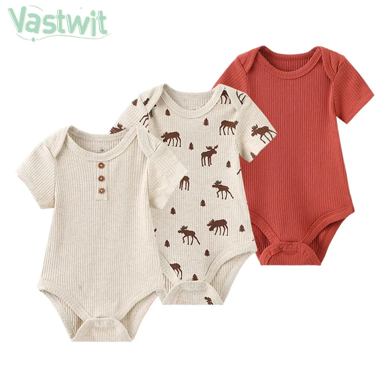 

0-12M Baby Summer Casual Rompers 3Pcs/5Pcs Soft Cotton Bodysuit Short Sleeve Knitted Jumpsuit Daily Wear Sleepwear Loungewear