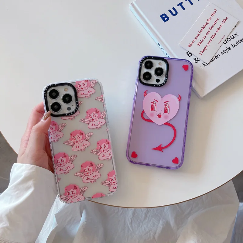 Klare Silikon-Softhülle für iPhone 11 14 15 Pro Max Retro Angel Love Funda 12 13 Mini 6 7 8 Plus SE X XR XS stoßfeste Abdeckung