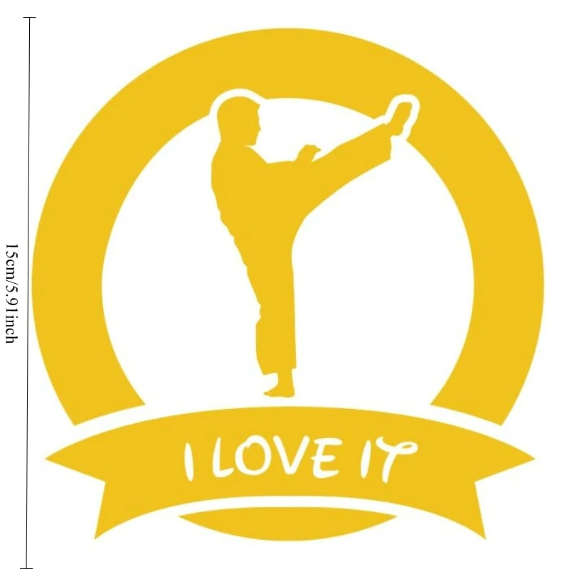 Karate Theme Vinyl Car Sticker, Waterproof Decal for Desk, Bookshelf, Fridge, Mug, Laptop, Cup, Window, Smooth Surfaces