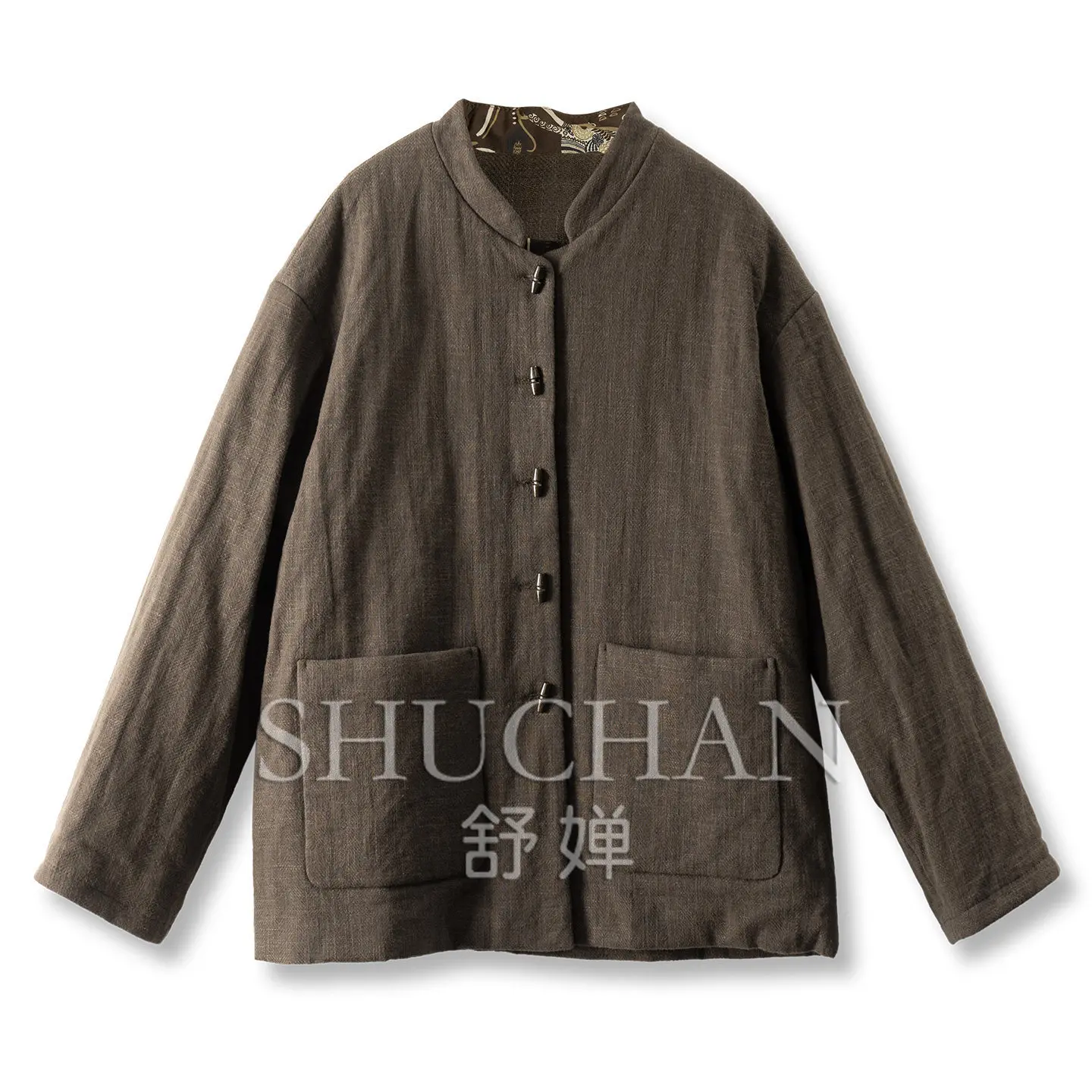 Natural Cotton and Linen Filled Natural Silk Stand-up Collar Cotton Jacket E524 Casacos De Inverno Feminino 2026