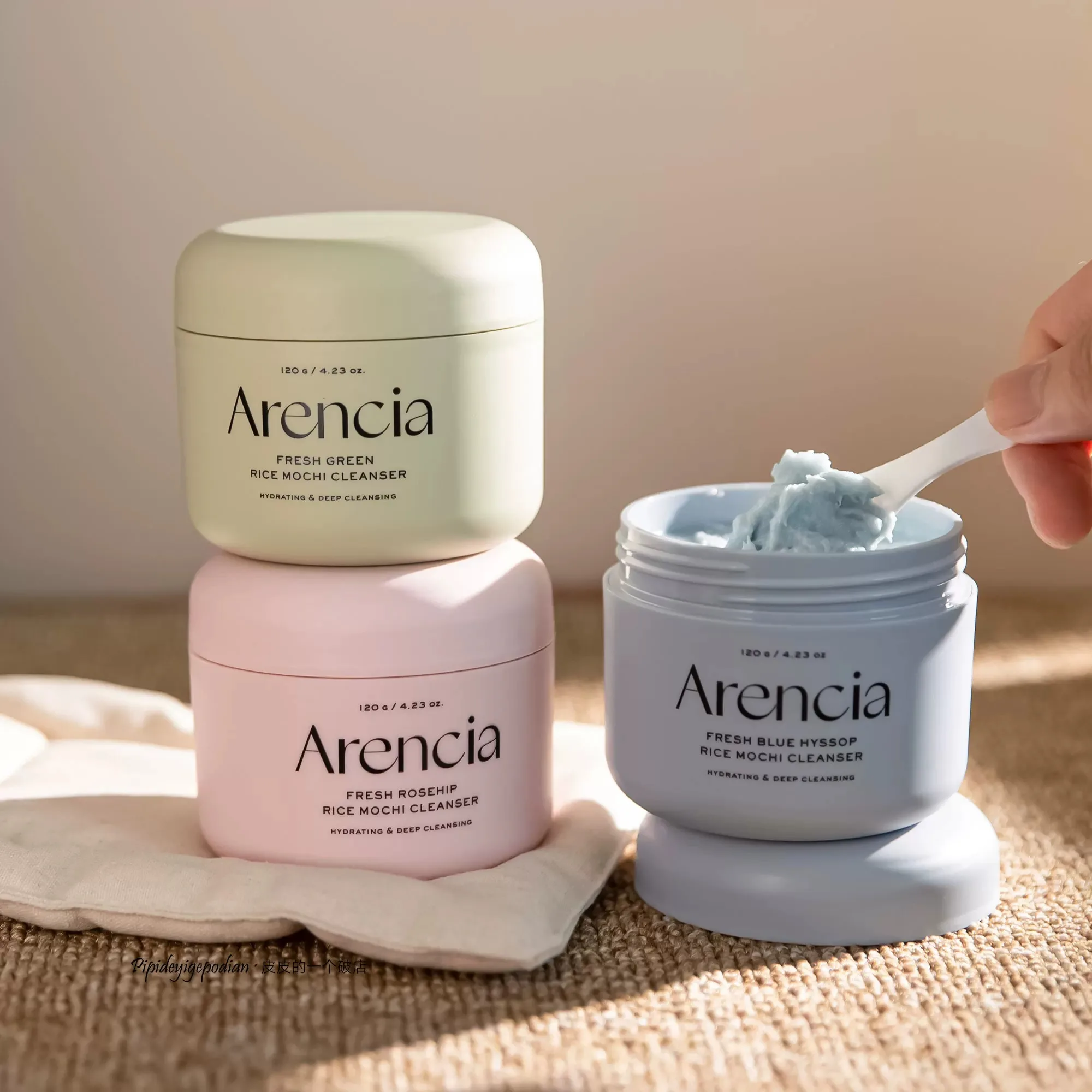 Limpiador Facial Arencia Rice Mochi 120g, Limpieza Profunda de Poros y Exfoliación, Control de Grasa Suave, Limpiador de Arcilla Hidratante para el Cuidado de la Piel