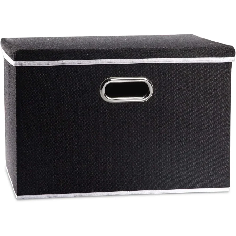 Large collapsible storage box with lid, linen foldable storage box Tissue container, suitable for family bedroom closet