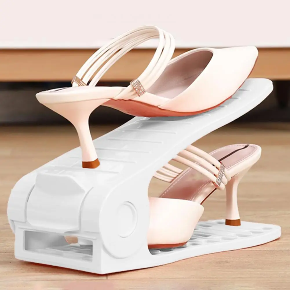 Shoe Storage Organizer Adjustable Double Layer Shoe Tray Organizer for High Heels Anti-slip Design Strong for Storage