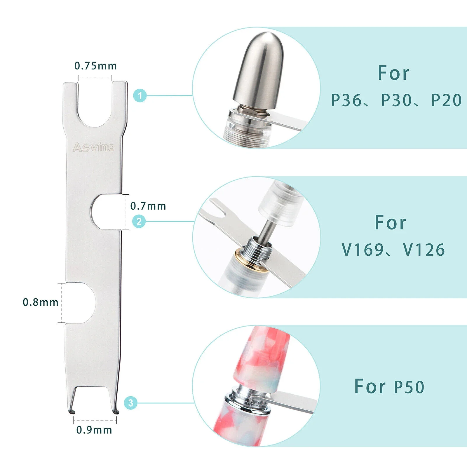 Imagem -05 - Pistão e Canetas a Vácuo Removendo Ferramentas Chave de Pistão Asvine Fountain Pen Escola Escritório Papelaria Metal Sliver Tools Pcs