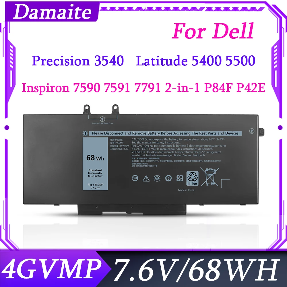 

4GVMP 04GVMP Battery For Dell Precision 3540 3541 3550 3551 Latitude 5400 5500 Inspiron 7590 7591 7791 2-in-1 P84F P42E R8D7N