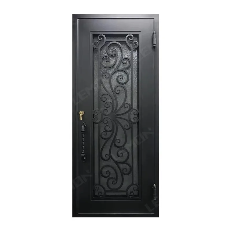 2026 Made in China Modern Outdoor High Quality Iron Front Door Design Wrought Iron Door Single Entry Door Design for Villa