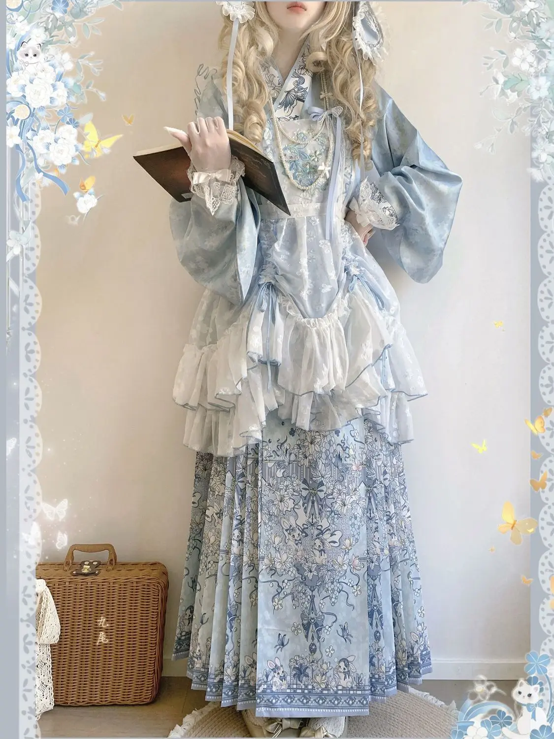 

MAGOGO Original Lolita Embroidered Plaid Skirt for Daily Casual Look Lolita Set