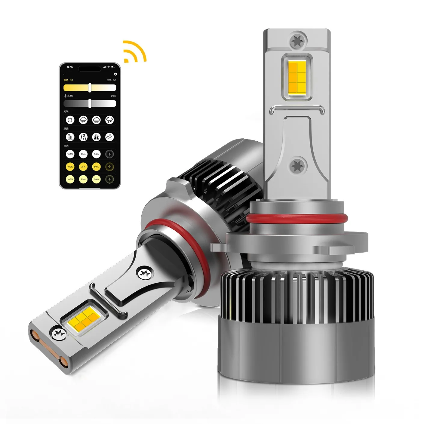 

H4 HB2 9003 9012 LED Headlight Bulbs 12V 120W 3000K 4300K 6000K Car Light Upgrade Kit APP dimming control