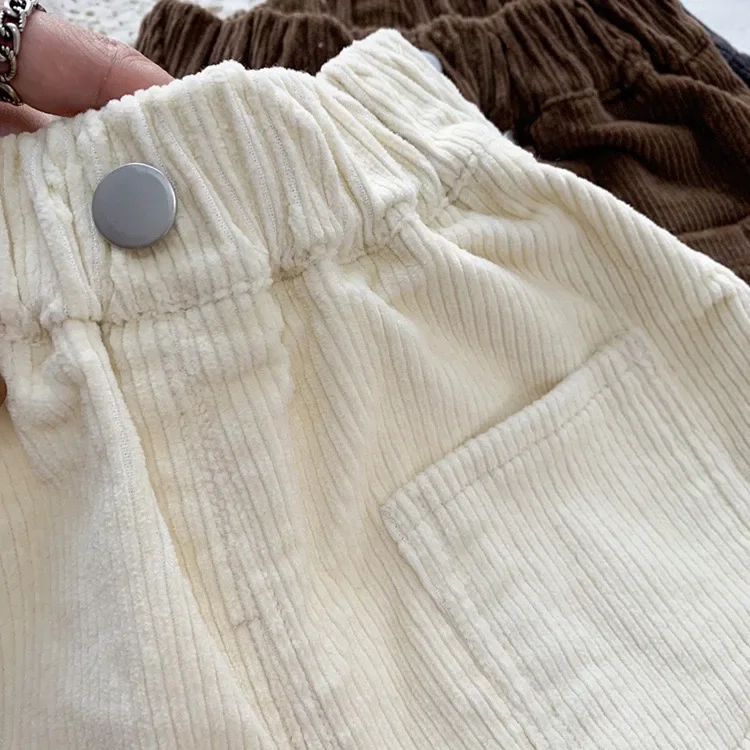 2026 Frühling Herbst Kinderhosen 2-7T Einfacher Stil Jungen und Mädchen Lose Cordhosen Babykleidung Kinderhosen Outdoor-Bekleidung – Detail 17