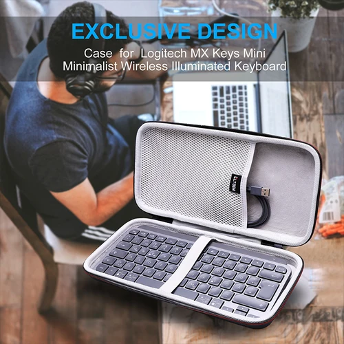 Imagen 2 del producto Estuche rígido de EVA para teclas Logitech MX, Mini teclado iluminado inalámbrico minimalista, bolsa protectora de almacenamiento de transporte