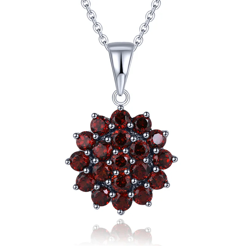 

Natural Garnet Sterling Silver Pendants Women Fine Jewelry 2.9 Carats Red Garnet Original Design S925 Top Quality Birthday Gift