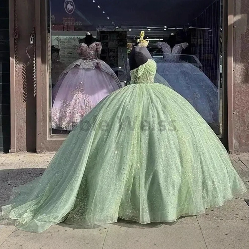 فساتين Quinceanera الأنيقة على شكل قلب بطول الأرض من التول على شكل حرف A لتخصيص الأداء #3