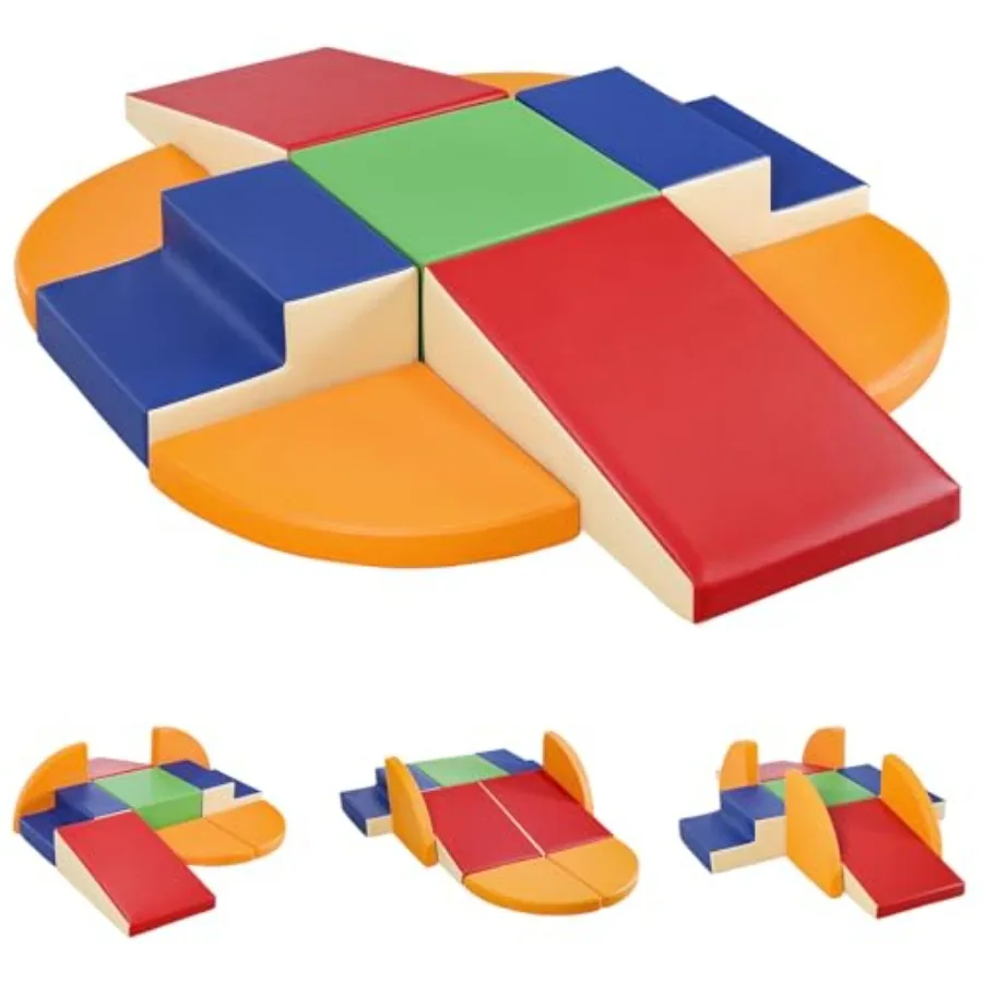 

Набор из 9 мягких блоков для лазания из пеноматериала и искусственной кожи, развивающие игровые блоки для малышей, оборудование для игровой комнаты, для развития моторики