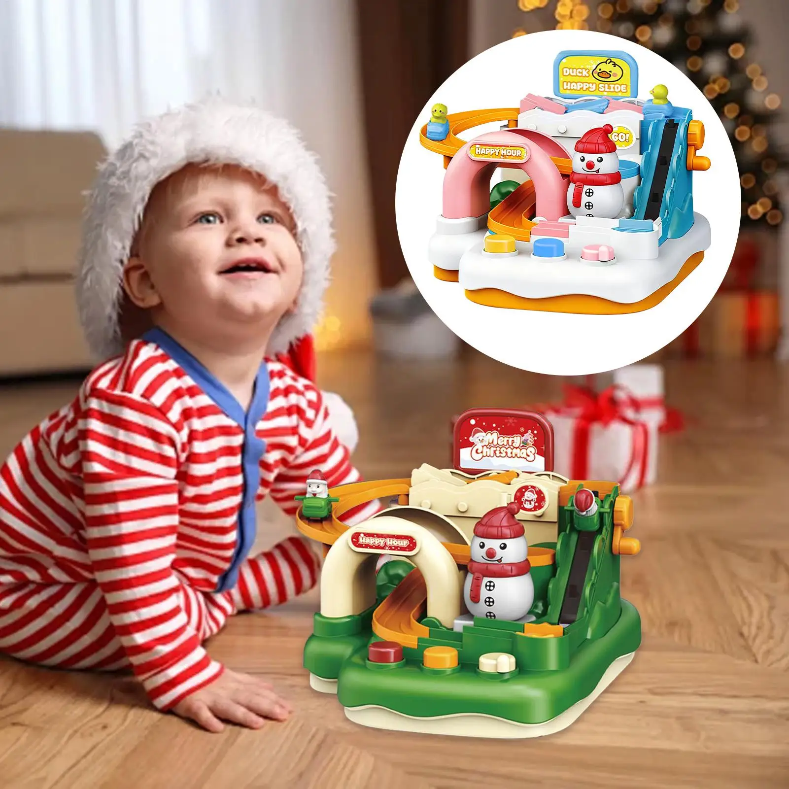 Juego de pista de carrera navideña, juguetes de vagón ferroviario Montessori, coche cerebral interactivo, juguetes para niños, Navidad, vacaciones, cumpleaños