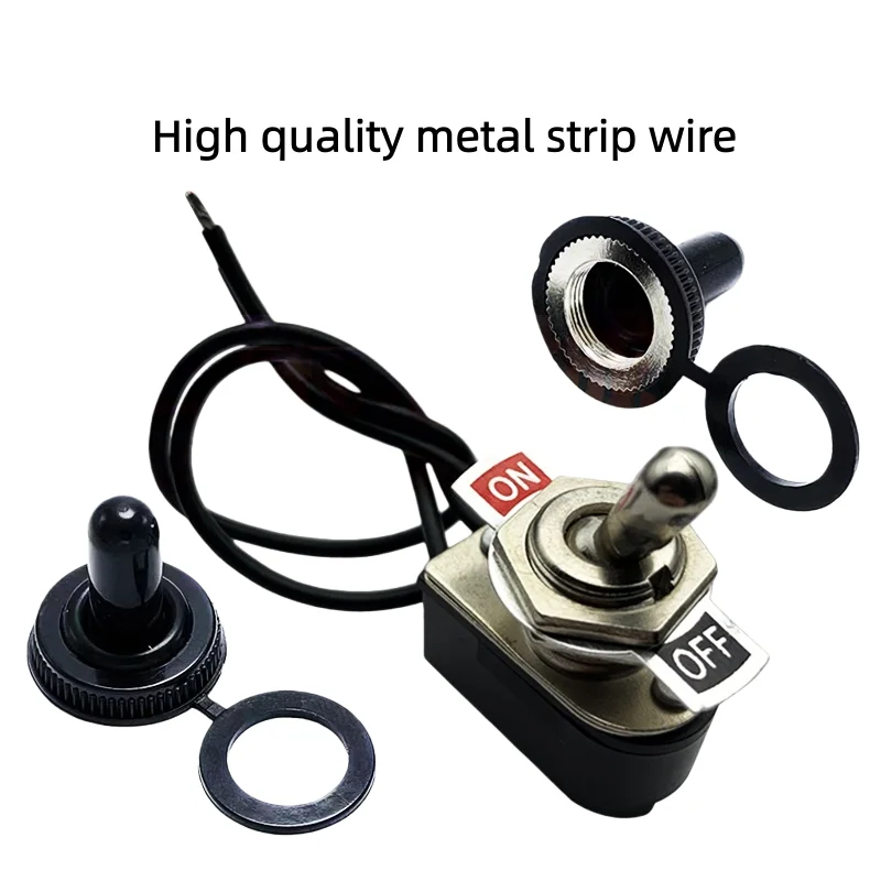 1pcs High quality metal strip wire 12MM toggle small rocker switch 2 gear ON-OFF handle rocker arm boat type toggle power switch