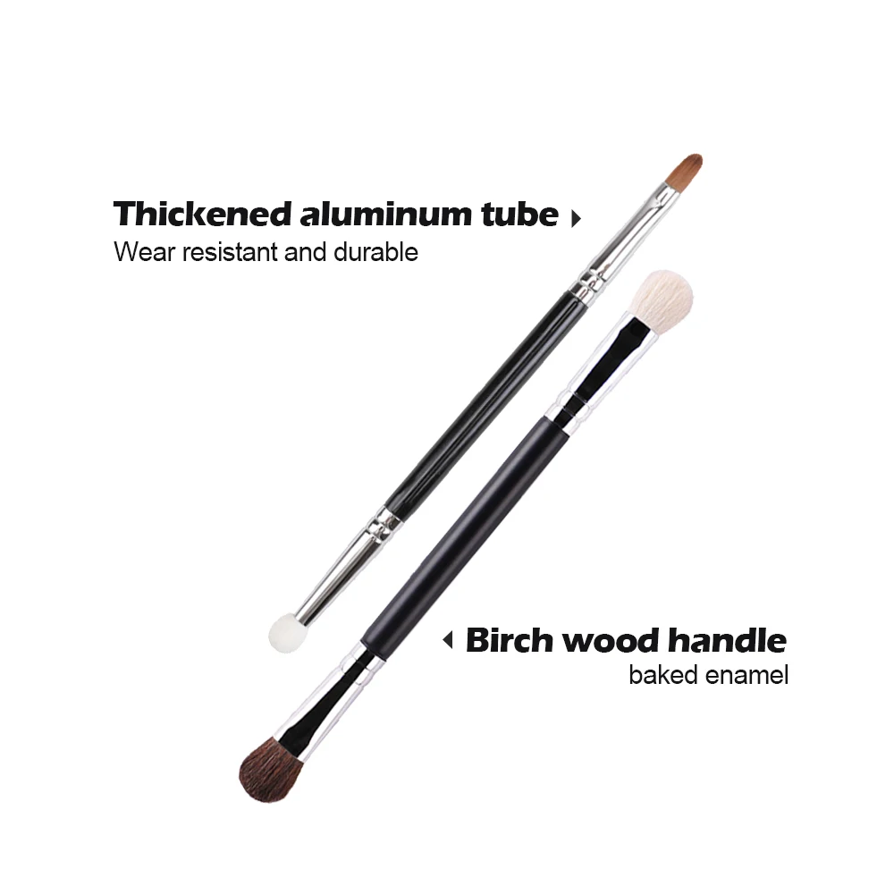 แปรงแต่งหน้าคอนซีลเลอร์ขนาดเล็ก 1 ชิ้น แปรงแต่งตาละเอียด อุปกรณ์เครื่องสำอาง แปรงแต่งตาสองด้าน ขนแปรงสีดำ ด้ามจับสีดำ